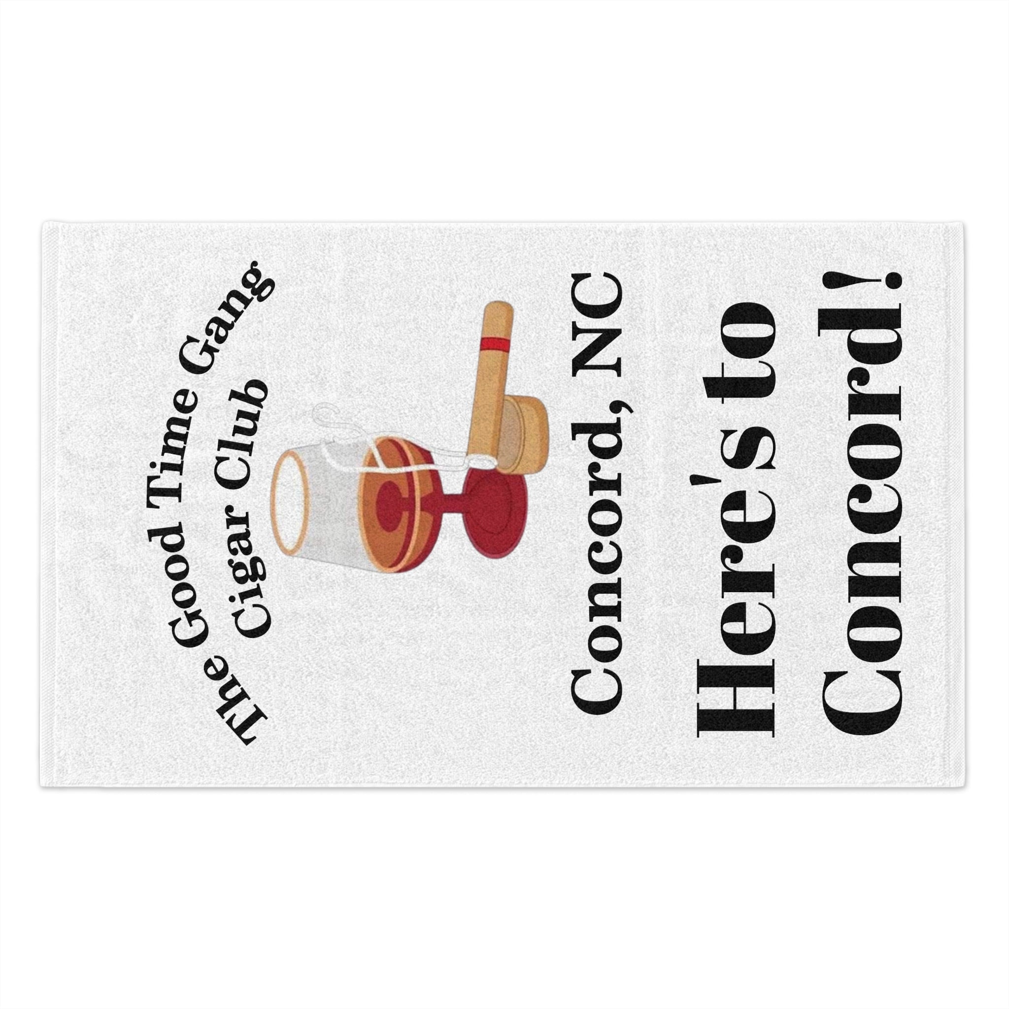 Personalized Cigar Club Rally Towel | Cheers to Concord, NC | Perfect for Celebrations, Gift for Cigar Lovers, Unique Bar Accessory