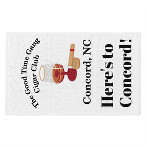 Personalized Cigar Club Rally Towel | Cheers to Concord, NC | Perfect for Celebrations, Gift for Cigar Lovers, Unique Bar Accessory
