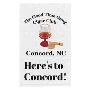 Personalized Cigar Club Rally Towel | Cheers to Concord, NC | Perfect for Celebrations, Gift for Cigar Lovers, Unique Bar Accessory