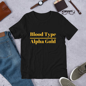 Blood Type Alpha Gold- Short-Sleeve Unisex T-Shirt