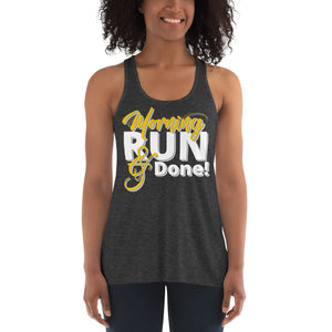 Morning Run and Done- Gold- Women's Flowy Racerback Tank