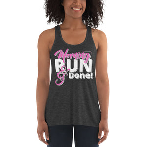 Morning Run and Done- Pink- Women's Flowy Racerback Tank