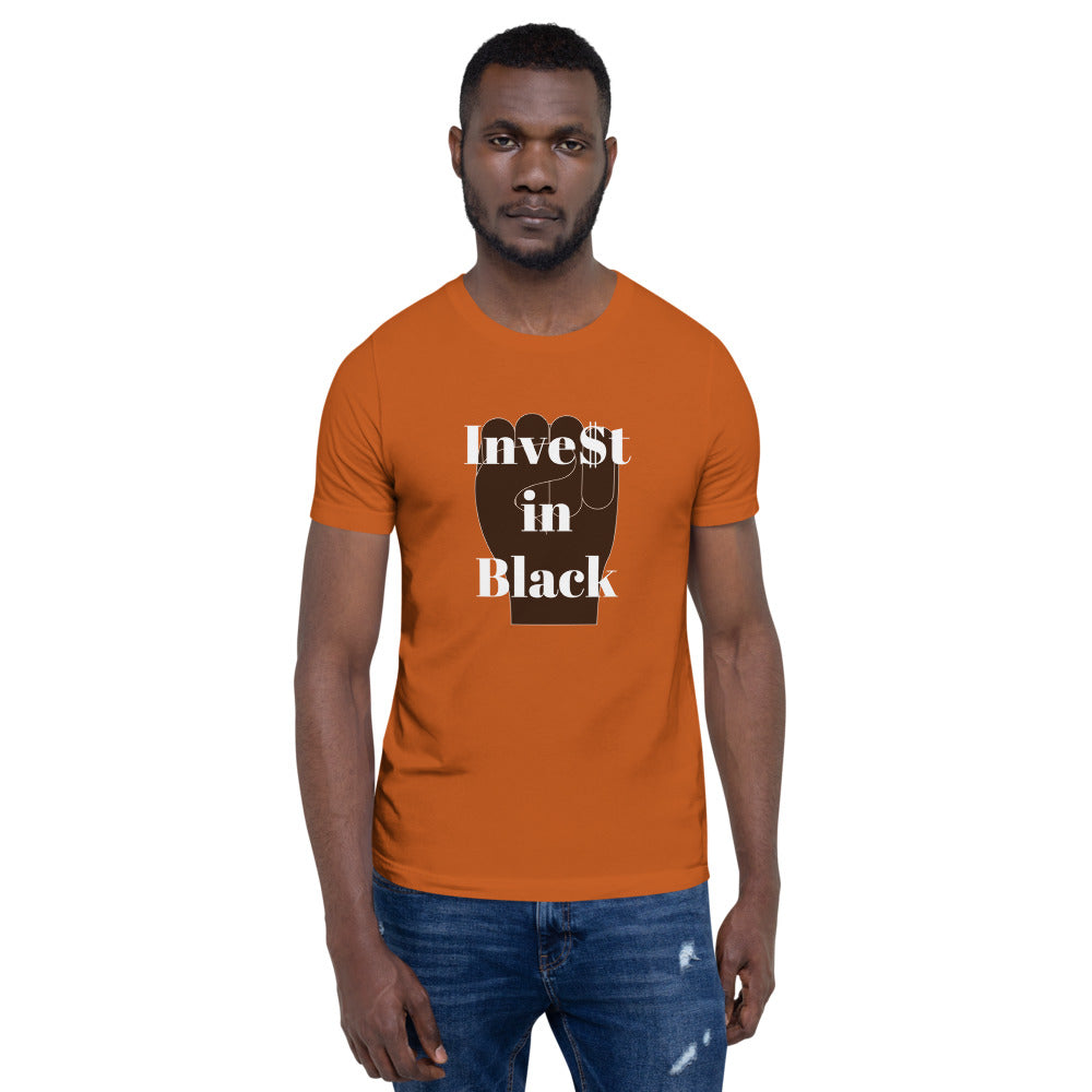 Invest in Black Short-Sleeve Unisex T-Shirt
