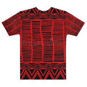 Black/Red All-over Kente Unisex V-Neck T-shirt