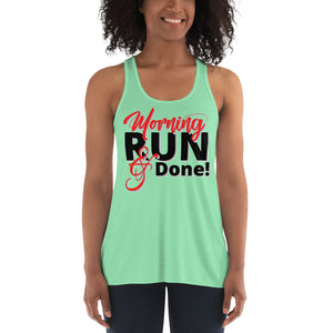 Morning Run and Done- Red- Women's Flowy Racerback Tank