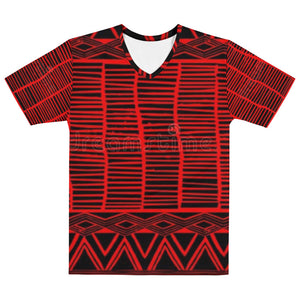 Black/Red All-over Kente Unisex V-Neck T-shirt