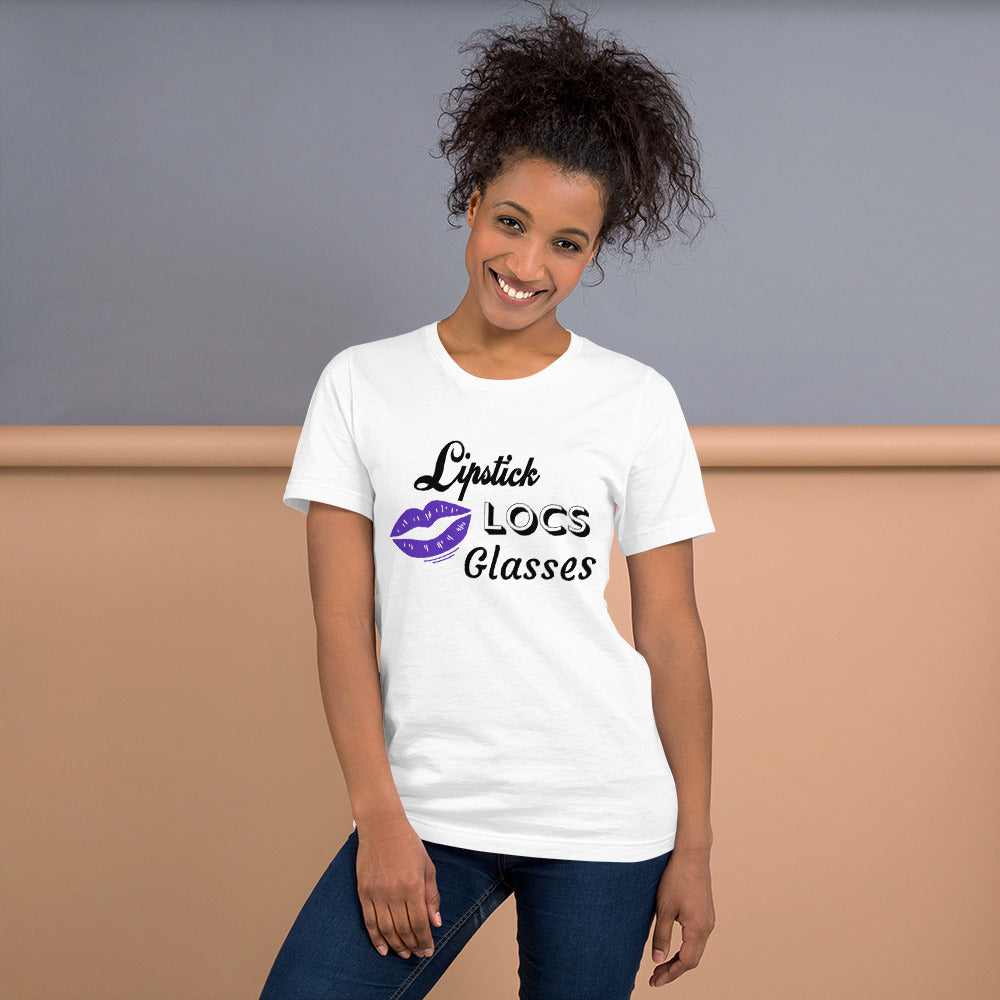 Lips Locs Glasses (Purple) Short-Sleeve Unisex T-Shirt