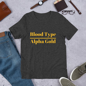 Blood Type Alpha Gold- Short-Sleeve Unisex T-Shirt