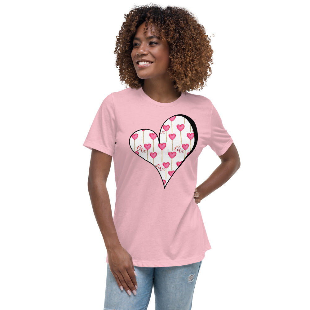 Pink/White Women's Relaxed T-Shirt