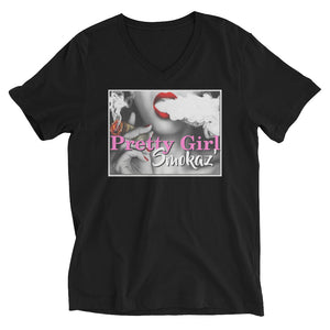 Pretty Girl Smokaz- Unisex Short Sleeve V-Neck T-Shirt